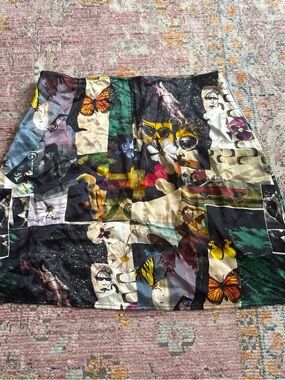 Reformation Multicolor Patchwork Satin Mini Skirt